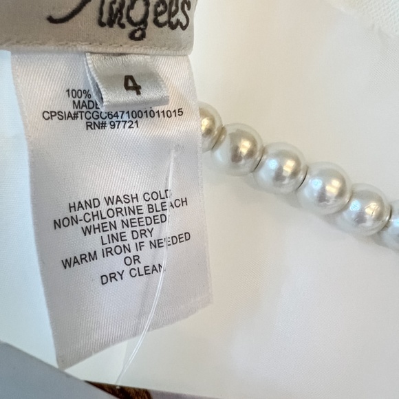 NWT US Angels Floral Brocade Peplum Dress White Wedding Flower Girl Dress Size 4 - Picture 9 of 11